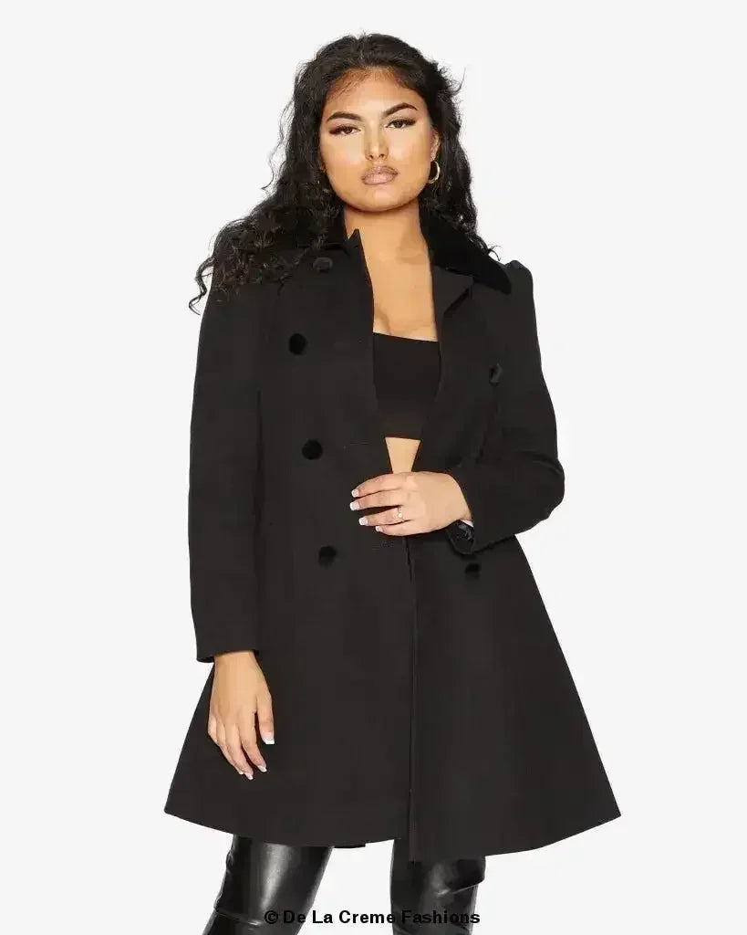 Velvet Trim Skater Coat - Royal Inspired | Femstylo