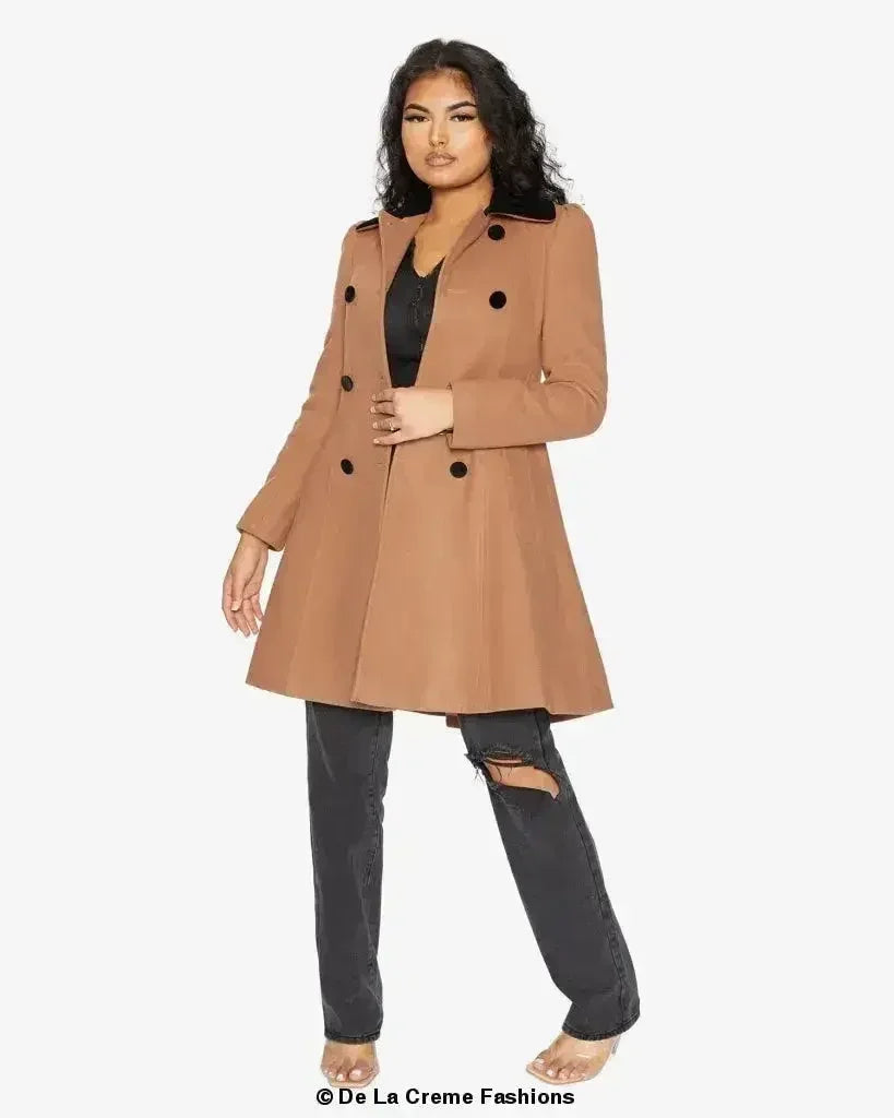 Velvet Trim Skater Coat - Royal Inspired | Femstylo