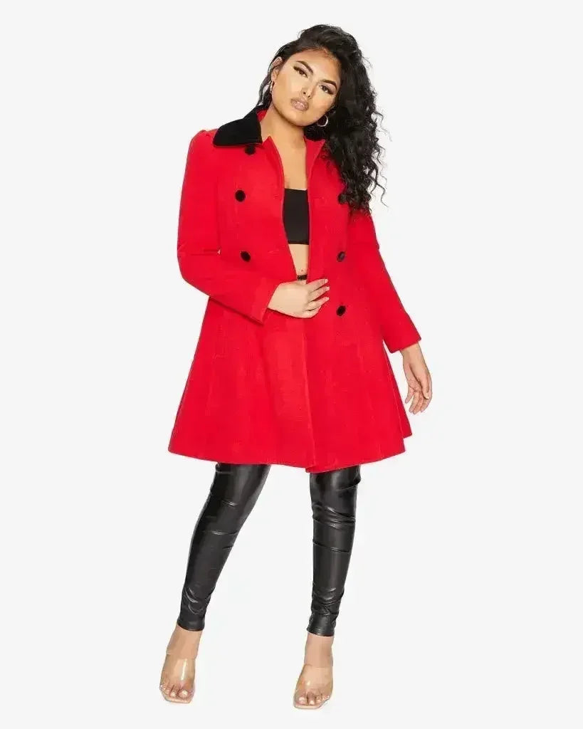 Velvet Trim Skater Coat - Royal Inspired | Femstylo