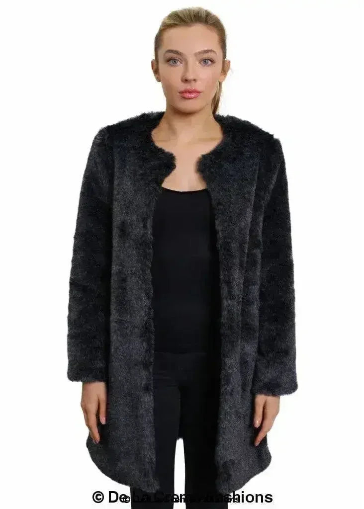 De La Creme Womens Faux Fur Classic Coat