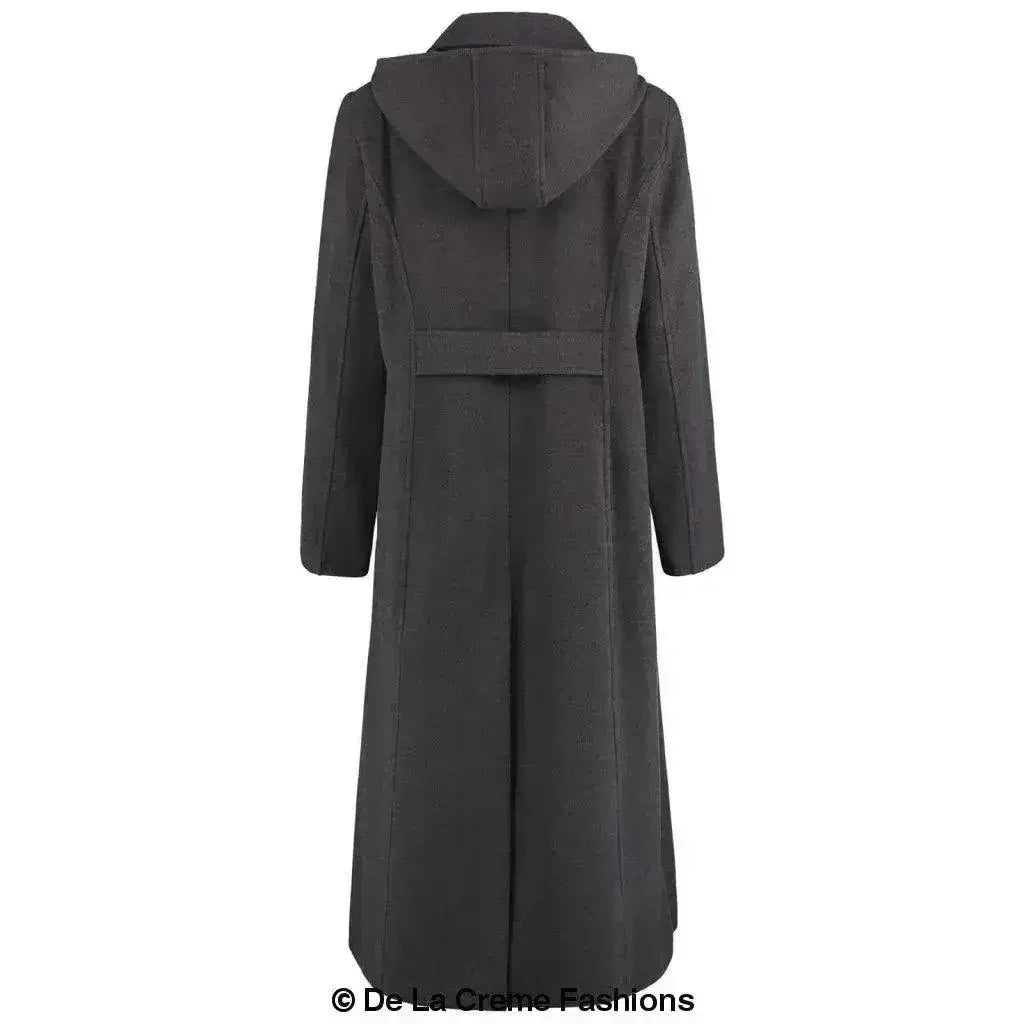 Faux Wool Longline Hooded Winter Coat