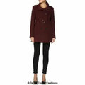 De La Creme - Womens Military Style Wool Belted Coat