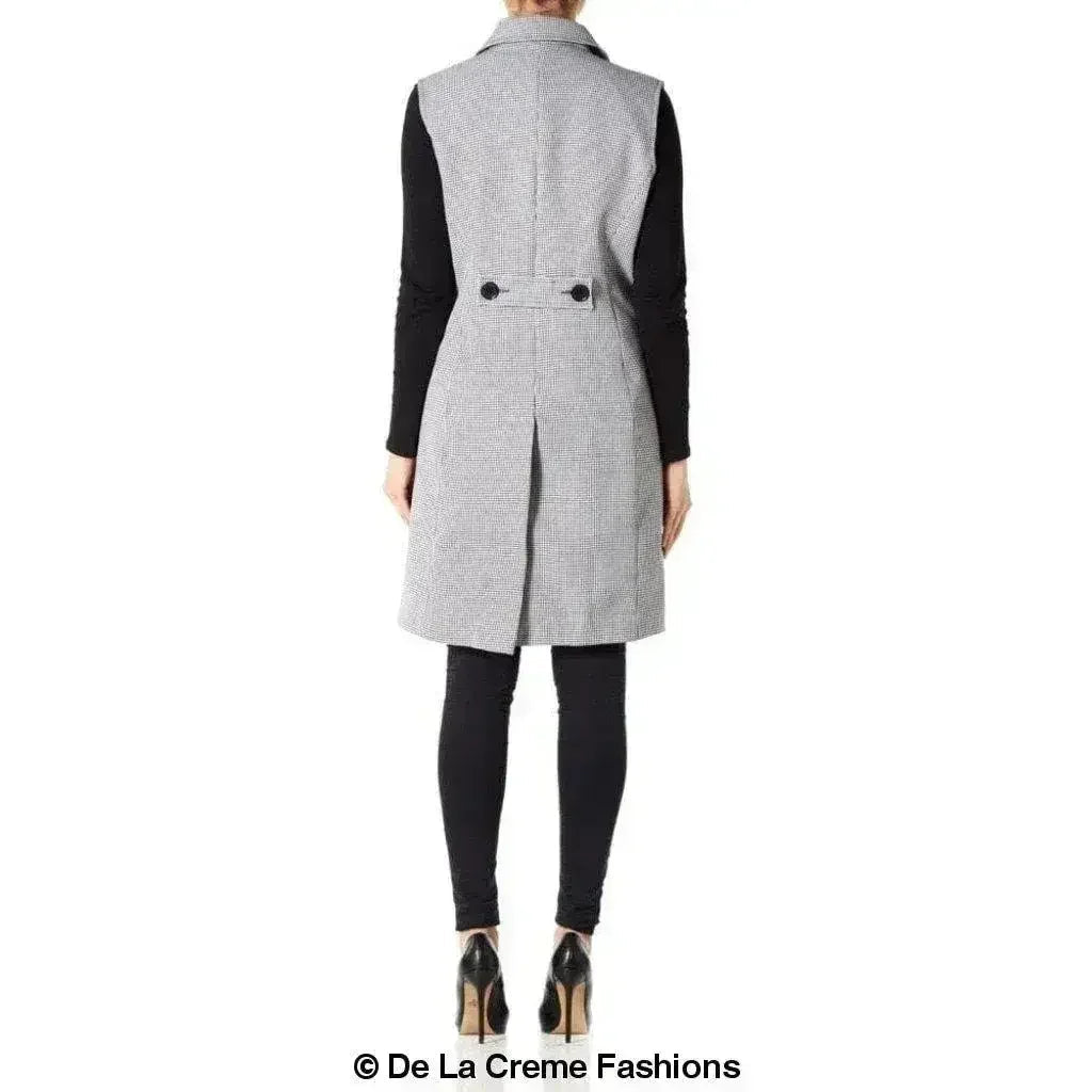 De La Creme - Womens Spring/Summer Sleeveless Hip Length Blazer Coat
