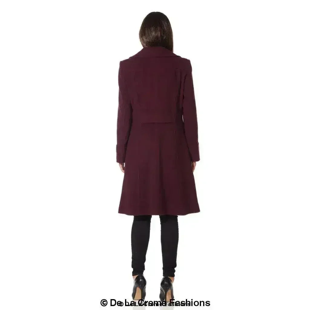Wool Blend Double Breasted Midi Coat
