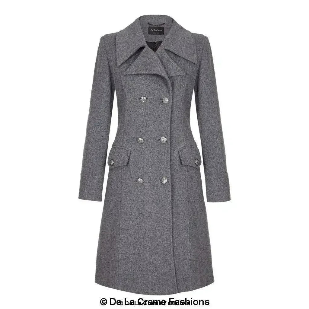 Wool Blend Double Breasted Midi Coat
