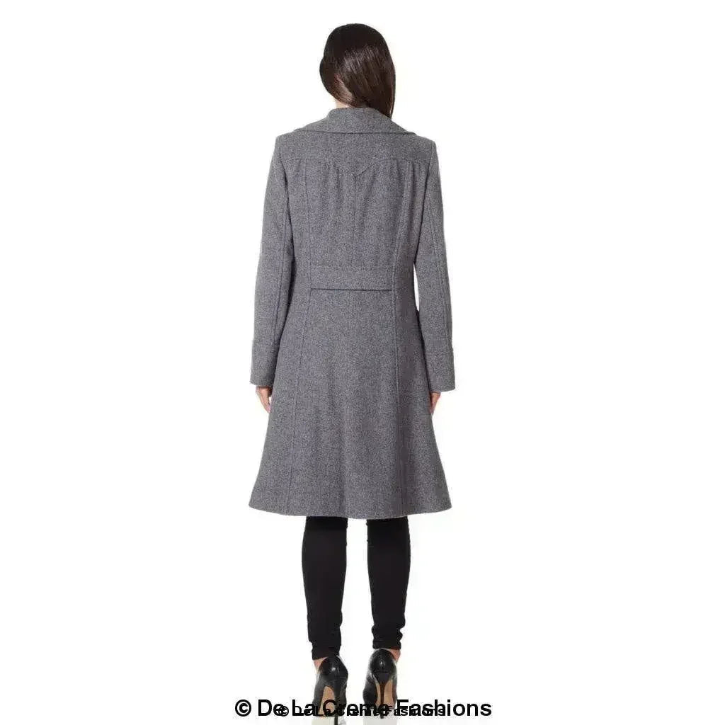 Wool Blend Double Breasted Midi Coat