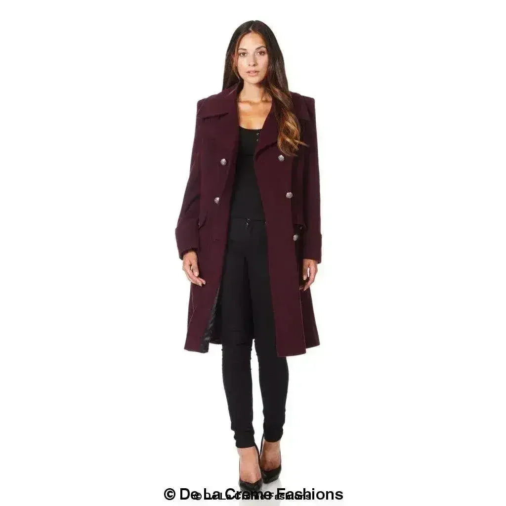 Wool Blend Double Breasted Midi Coat