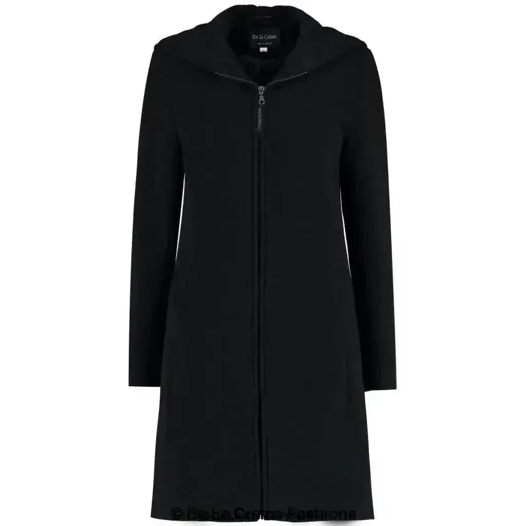 Wool Blend Hooded Coat - Zip Front Winter Coat | Femstylo