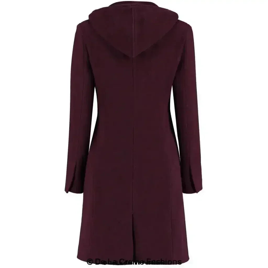 Wool Blend Hooded Coat - Zip Front Winter Coat | Femstylo