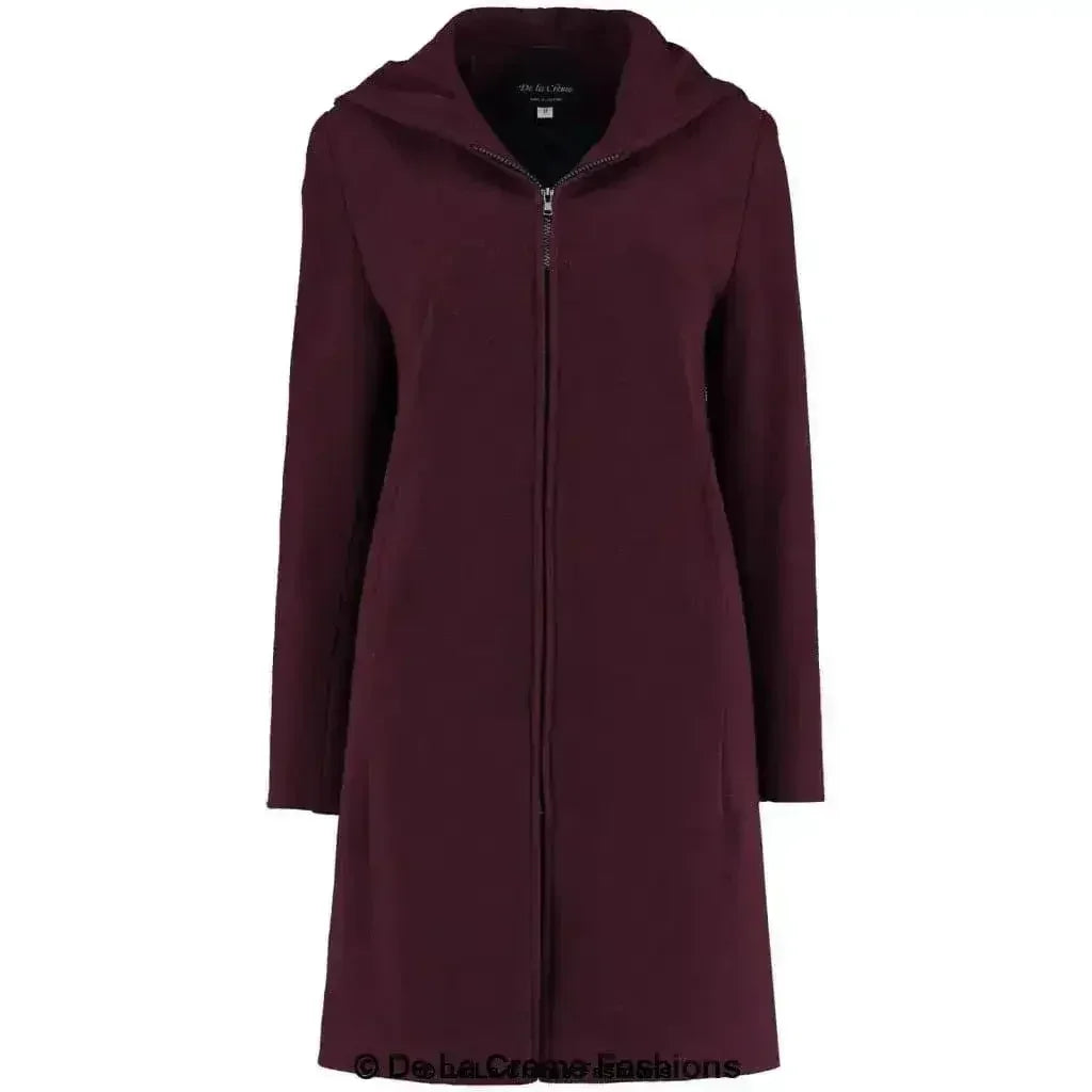 Wool Blend Hooded Coat - Zip Front Winter Coat | Femstylo