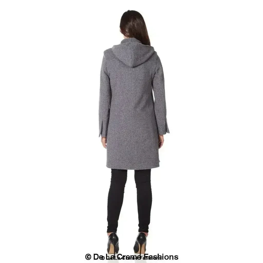 Wool Blend Hooded Coat - Zip Front Winter Coat | Femstylo