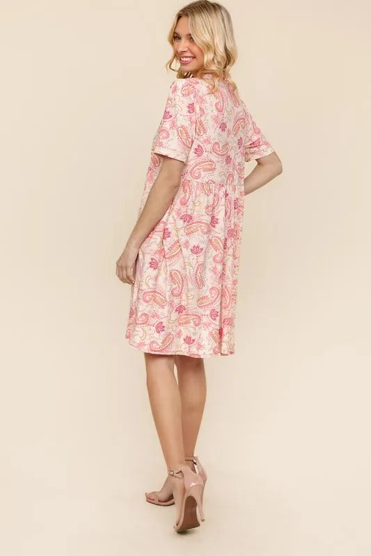Fit and Flare Paisley Print Knit Dress For Summer – Paisley Print Dress, Fit and Flare Dress, Knit Dress, Classic Paisley Dress, Feminine Knit Dress