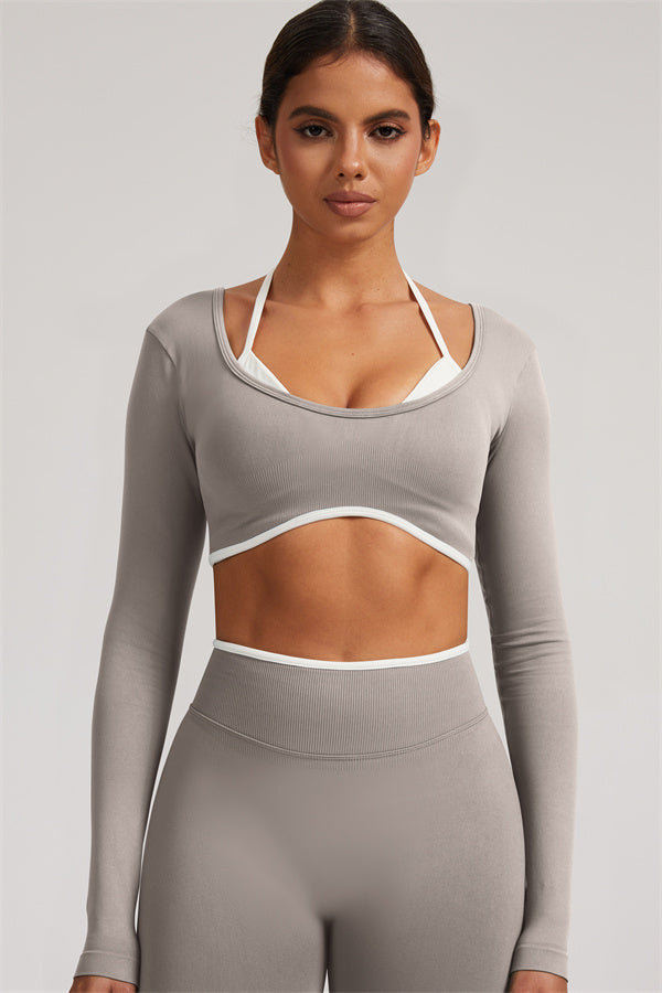 The Elevate Long Sleeve Crop top Shorts 2-Piece Set