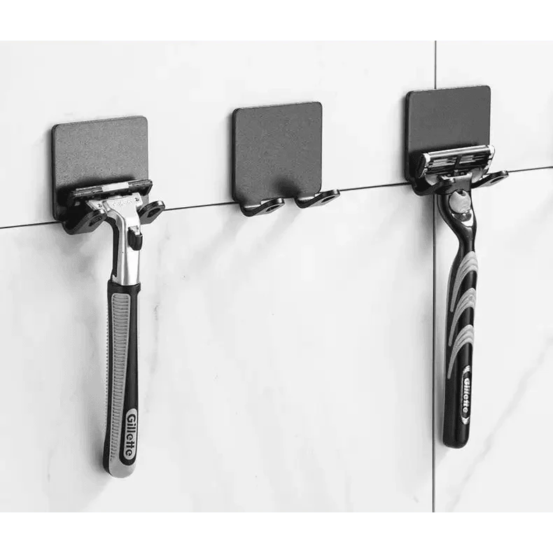 Decorative Hook 2 Pcs Punch Free Razor Holder Storage Hook Wall Men Shaving Shaver Shelf Bathroom Razor Rack Wall Bathroom Accessories