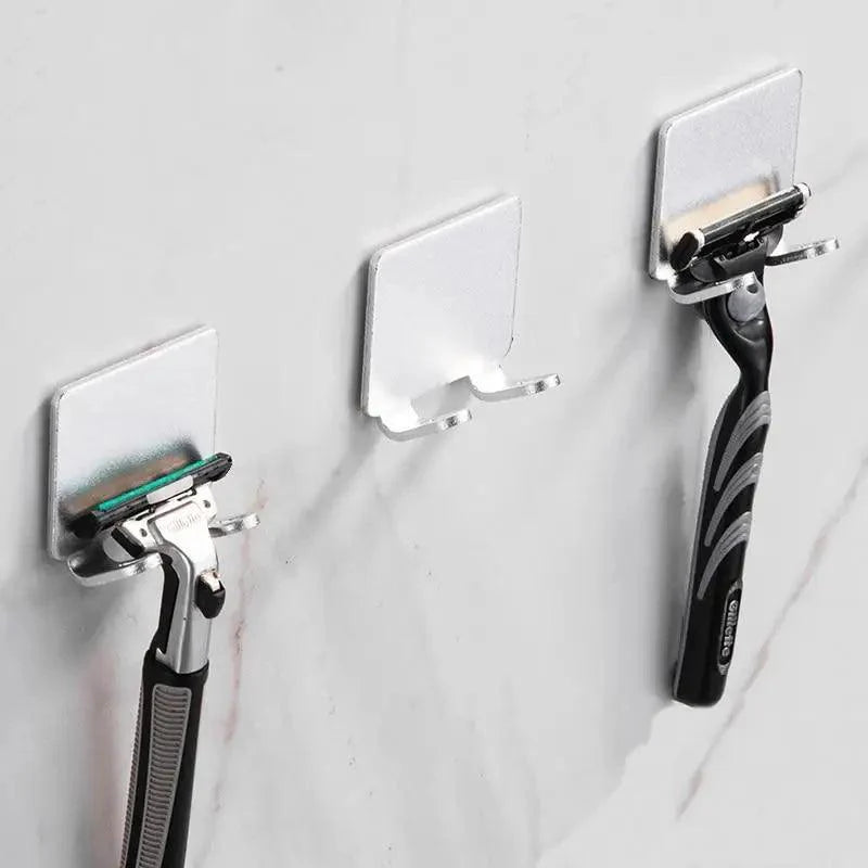 Decorative Hook 2 Pcs Punch Free Razor Holder Storage Hook Wall Men Shaving Shaver Shelf Bathroom Razor Rack Wall Bathroom Accessories