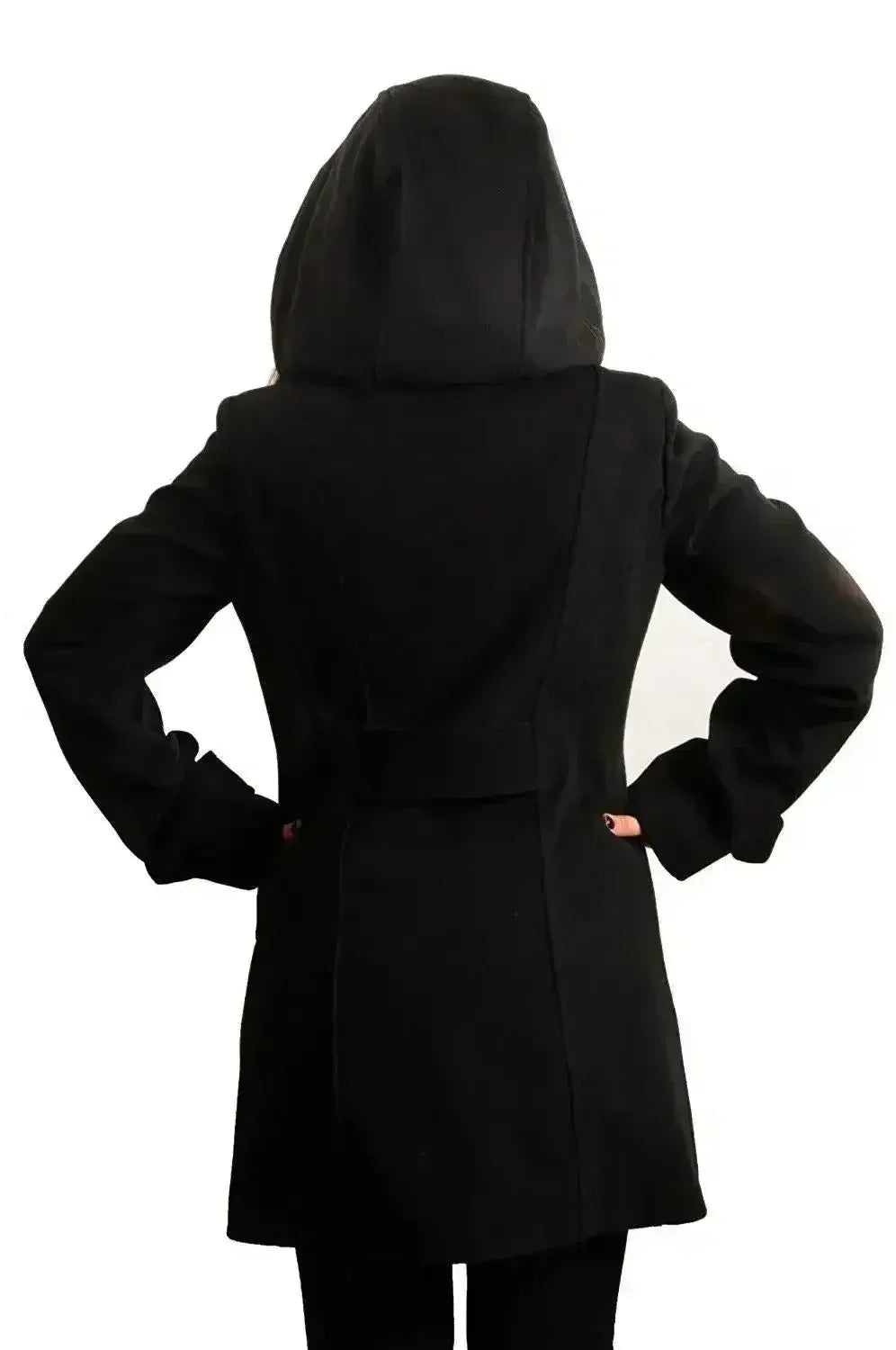 Wool Feel Double Breasted Hooded Coat