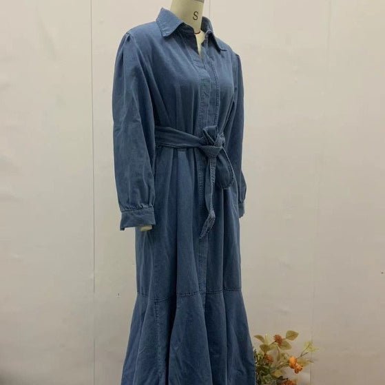 Denim Shirt Dress with Belt(MS330)