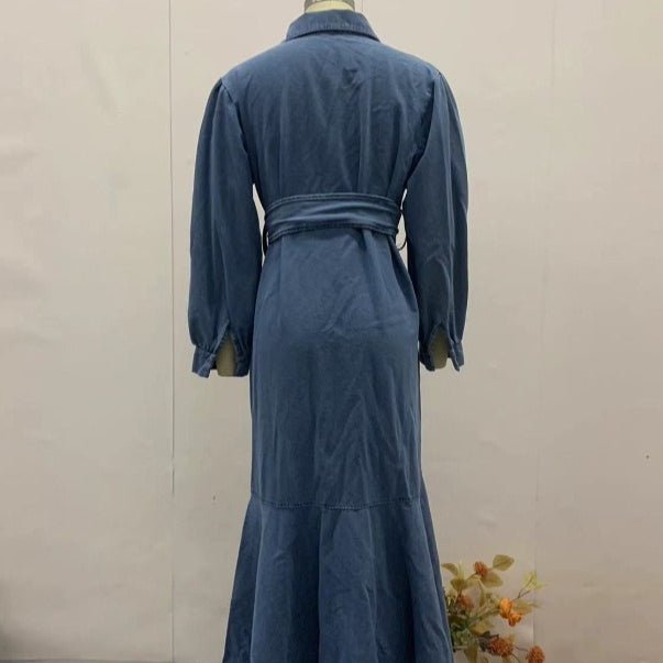 Denim Shirt Dress with Belt(MS330)