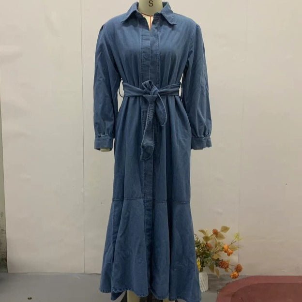 Denim Shirt Dress with Belt(MS330)