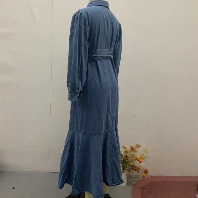 Denim Shirt Dress with Belt(MS330)