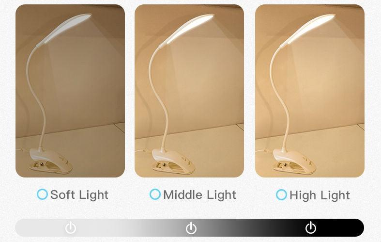 Desk Lamp USB Led Table Lamp 14 LED Table Lamp with Clip Bed Reading Book Light LED Desk Lamp Table Touch 3 Modes Blue Decorative Table Lamp Cute Study Lamps for Bedroom Décor