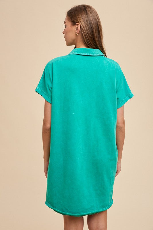 Turquoise Short Sleeve Dress Casual and Comfortable Dress For Women
