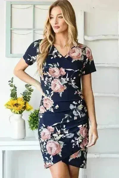 Ruched Floral Mini Dress – Vibrant Plus-Size Summer Style
