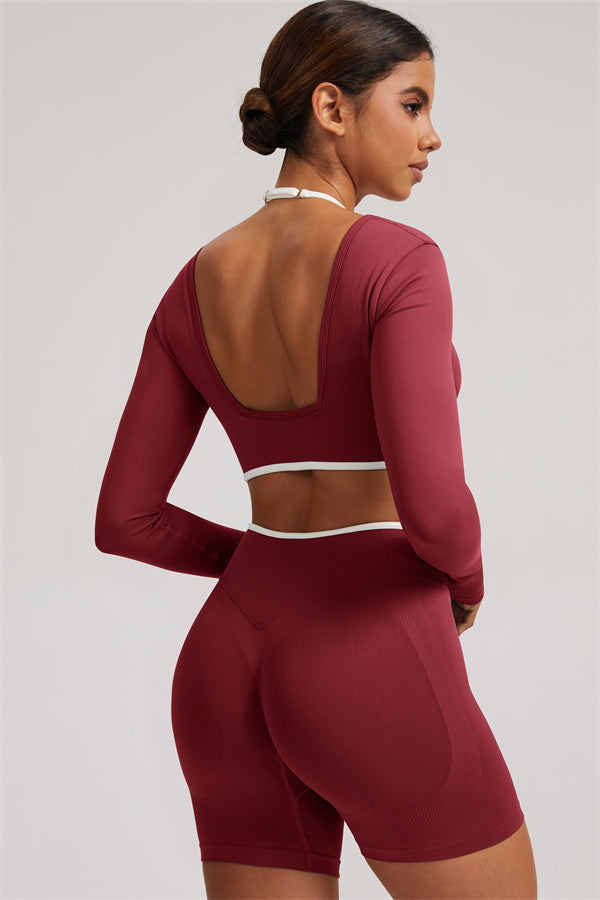 The Elevate Long Sleeve Crop top Shorts 2-Piece Set