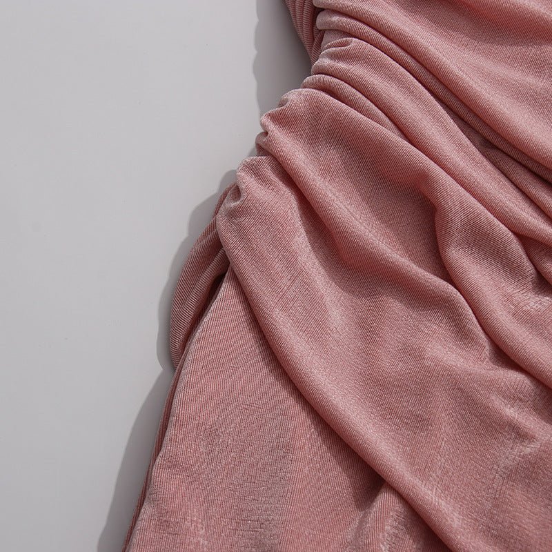 Diagonal Ruched Maxi Dress(MS467)