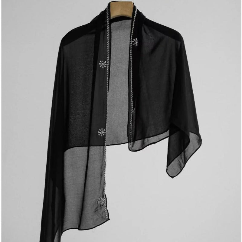 Luxury Black Embroidered Diamond Abaya Set (MOA184)