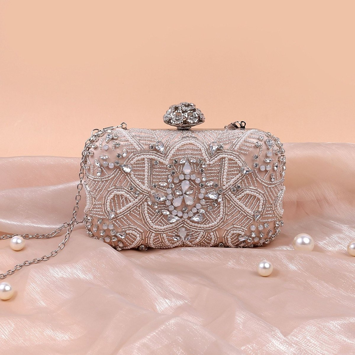 Diamond Embellished Beaded Evening Clutch Bag (MAC302)