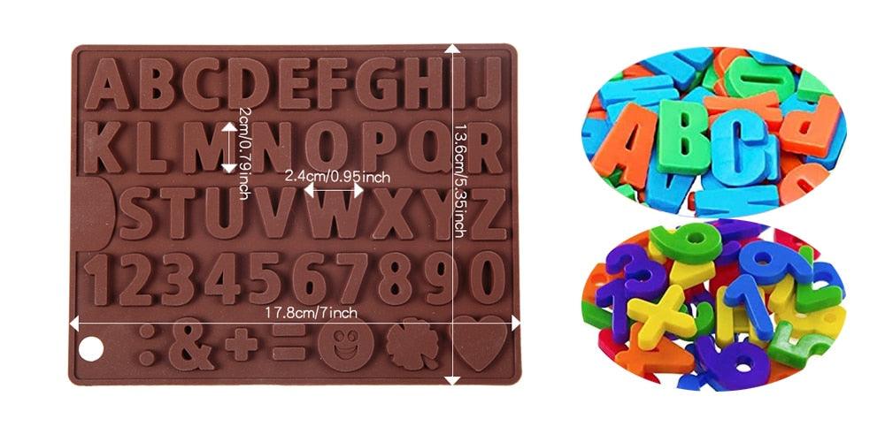 Digit Silicone Chocolate Mold Non-Stick Cake Mould Jelly Candy 3D Molds Kitchen Accessories Reusable Baking Tools Silicone Letter Mold And Number Candy Molds