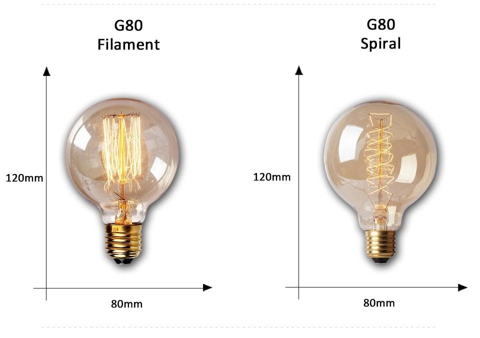 Dimmable Light Bulb Retro Vintage Edison Bulb Incandescent Ampoule Bulbs Vintage Edison Lamp Retro Light Vintage Bulbs Modern Style Square Spiral Filament Incandescent Light