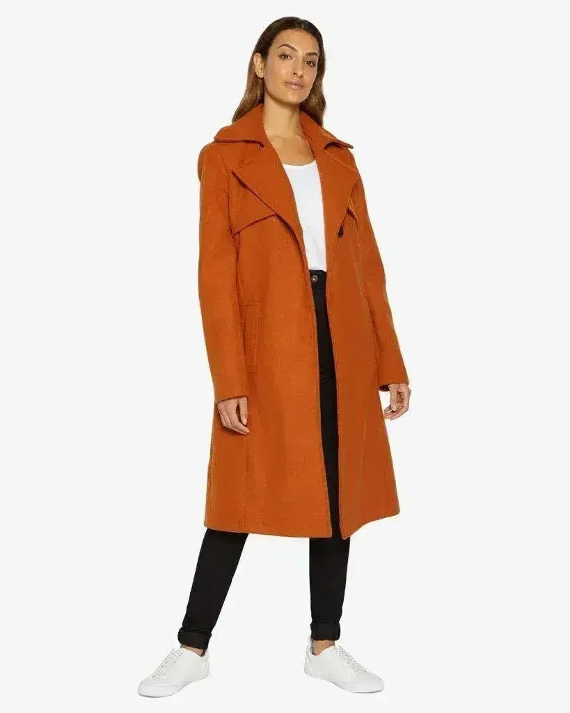 Dina Lapel Collar Duster Coat With Belt