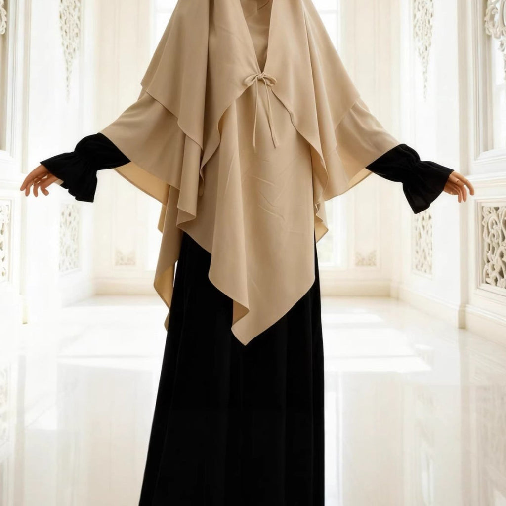 Double Layer Tie-Front Khimar(MK033)