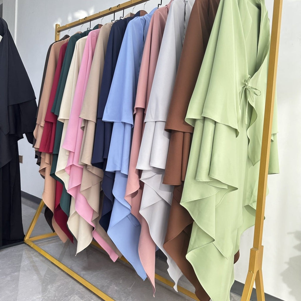 Double Layer Tie-Front Khimar(MK033)