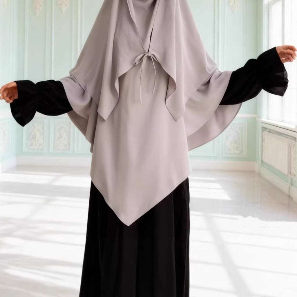 Double Layer Tie-Front Khimar(MK033)