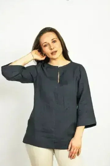 Dark Plum linen oversize top
