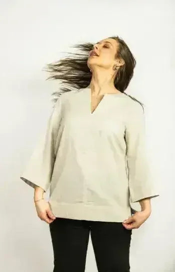 Asphalt Grey Linen Oversize Top – Modern & Comfortable Blouse