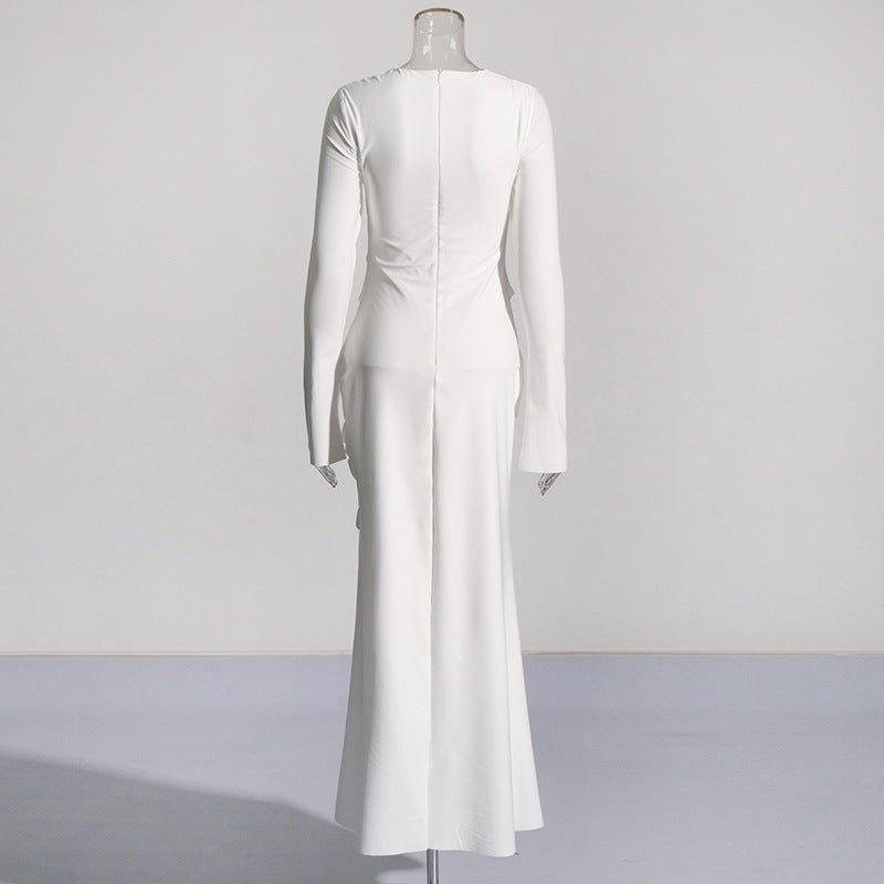 Draped Dress with Jeweled Brooches(MS347)