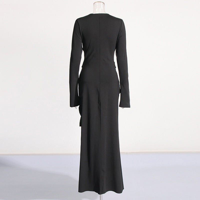 Draped Dress with Jeweled Brooches(MS347)