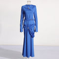 Draped Dress with Jeweled Brooches(MS347)