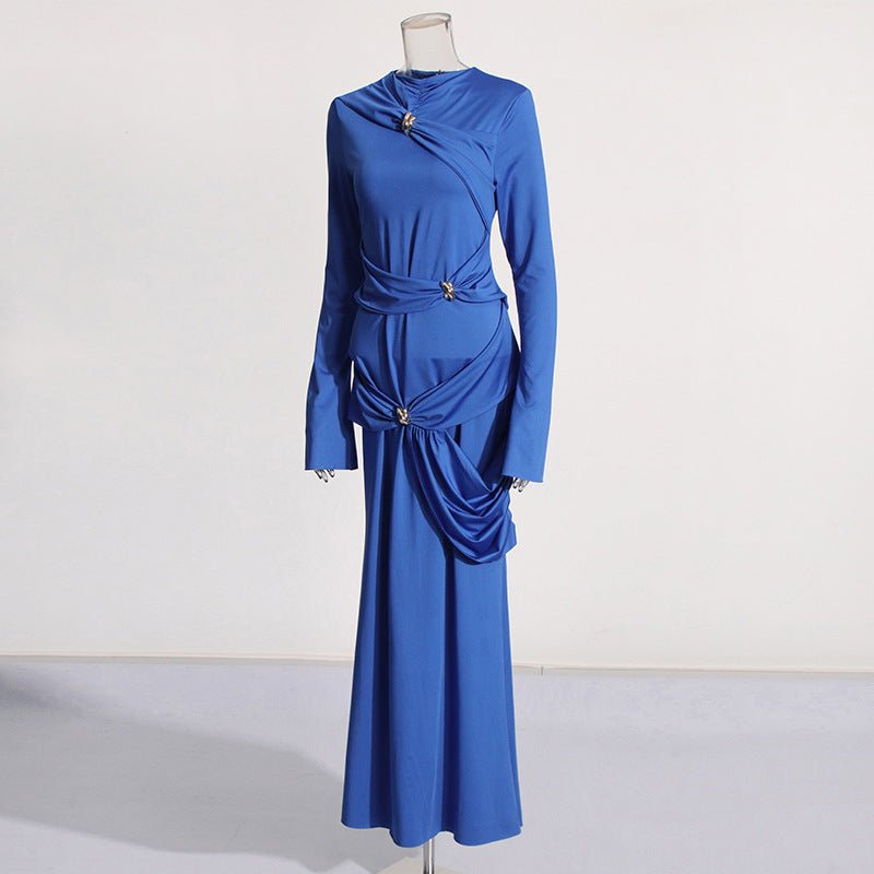 Draped Dress with Jeweled Brooches(MS347)