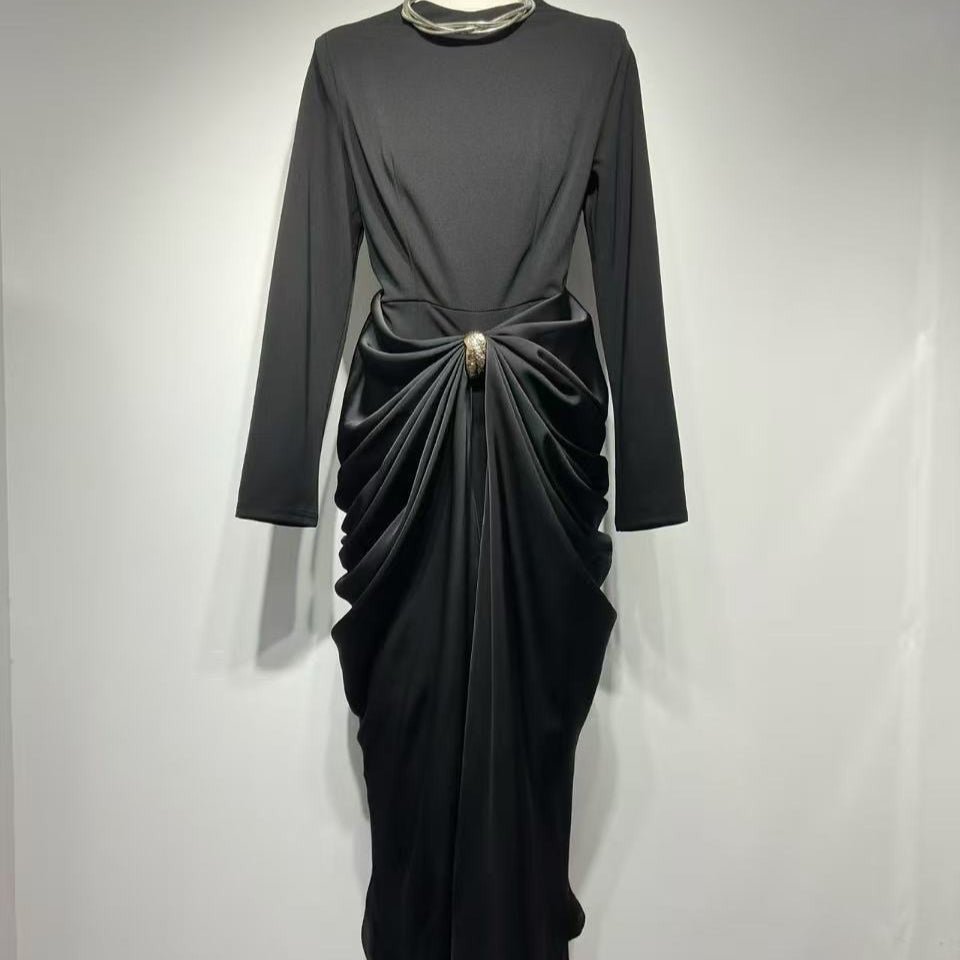 Draped Jersey Maxi Dress(MS386)