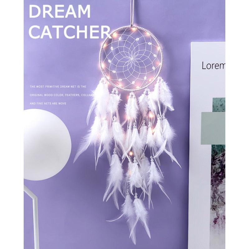 Dream Catcher Led Handmade Dream-catcher Traditional Feather Hanging Home Wall Decoration  Night Dream Catchers  Decor Ornament Wall Hanging Wind Chimes For Home Room Decoration