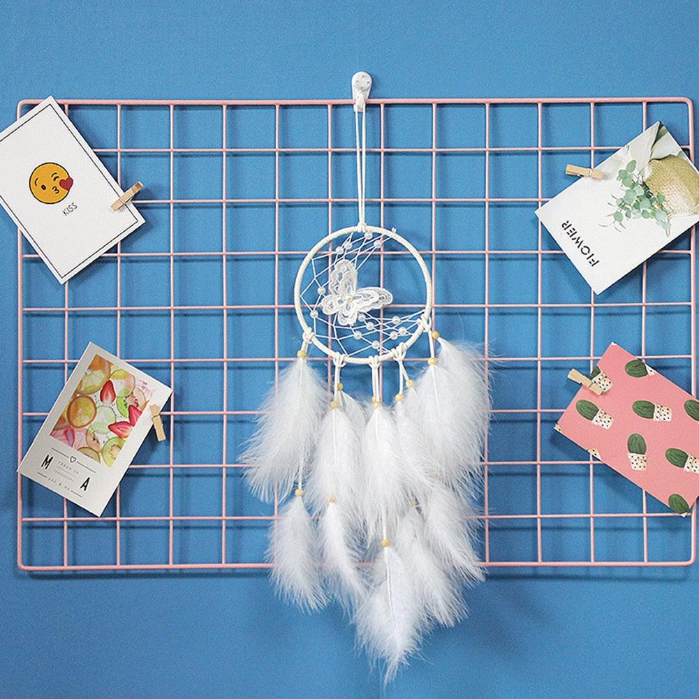 Dream Catcher Wall Decor with White Feathers Indian Style Dream-catcher Moon Handmade Wind Chimes Wall Ornament Girls Room Decoration Feather Dream Catcher For Kids Women Wedding Bohemian Wall Decor