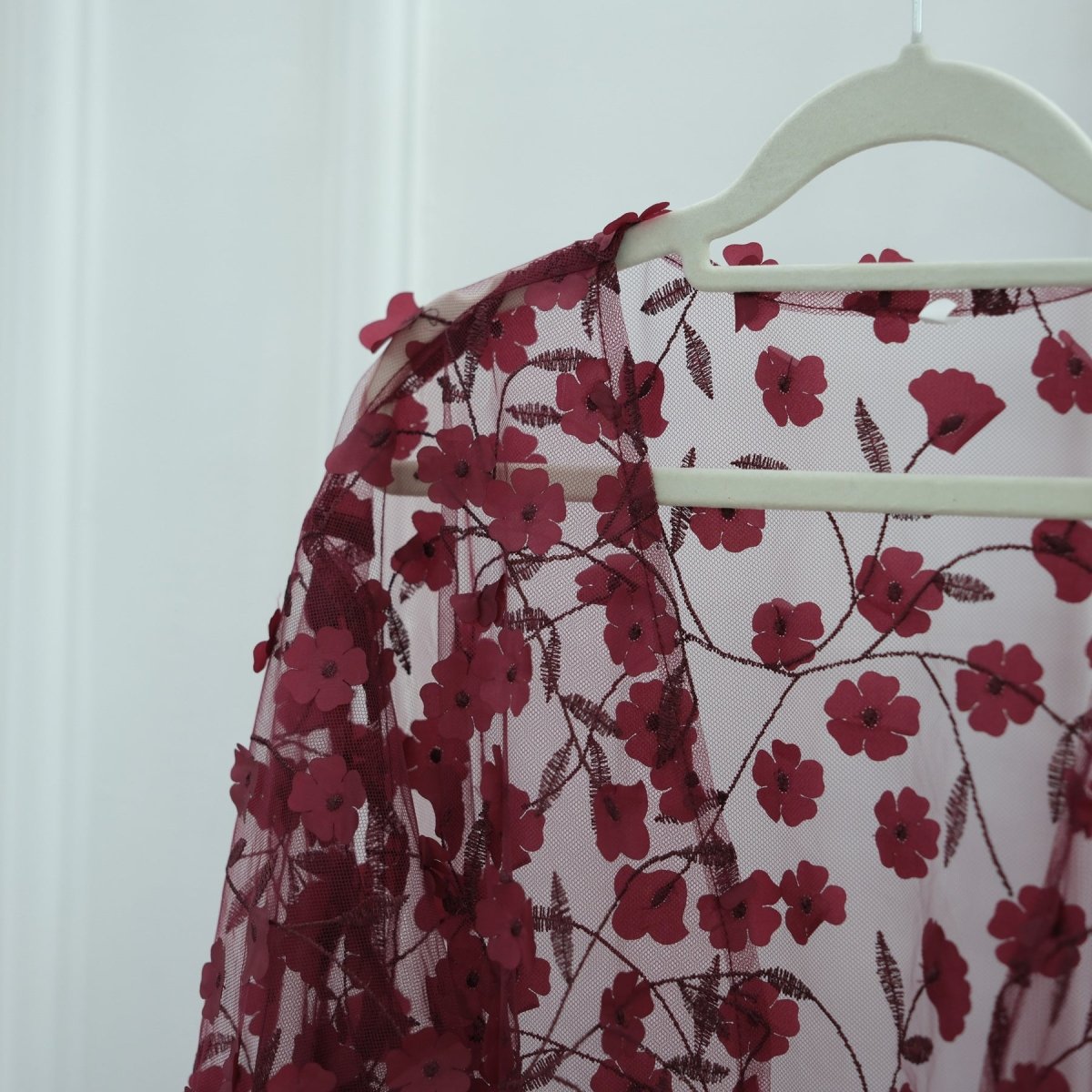 Dreamy 3D Flower Mesh Open Abaya Set(MOA313)