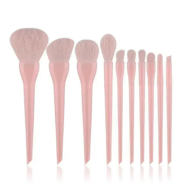 Durable 10pcs Natural Hair Colorful Makeup Brushes Professional Foundation Powder Blush Eyeshadow Eyebrow Blending Brush Set