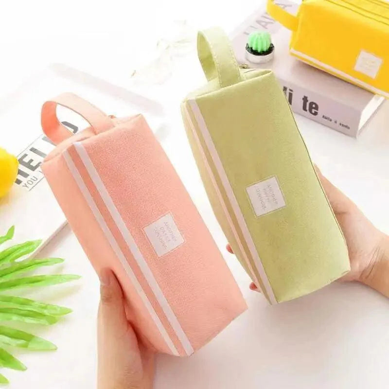 Durable Simple Large Capacity School Stationery Double Layer Case  Students Unique Design High Quality Office Handbag Pencil Case