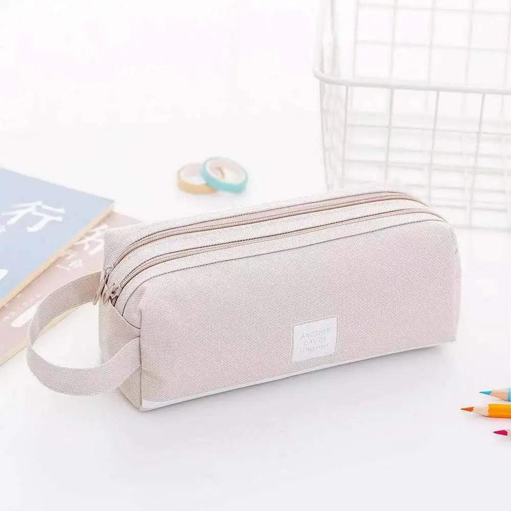 Durable Simple Large Capacity School Stationery Double Layer Case  Students Unique Design High Quality Office Handbag Pencil Case